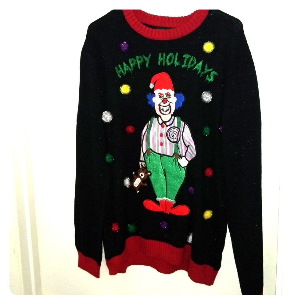 CHRISTMAS SWEATER CRAZY CLOWN